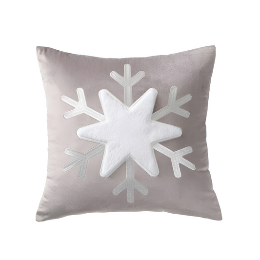Throw Pillow Cover Snowflake Design Soft Fabric 17x17 Inches