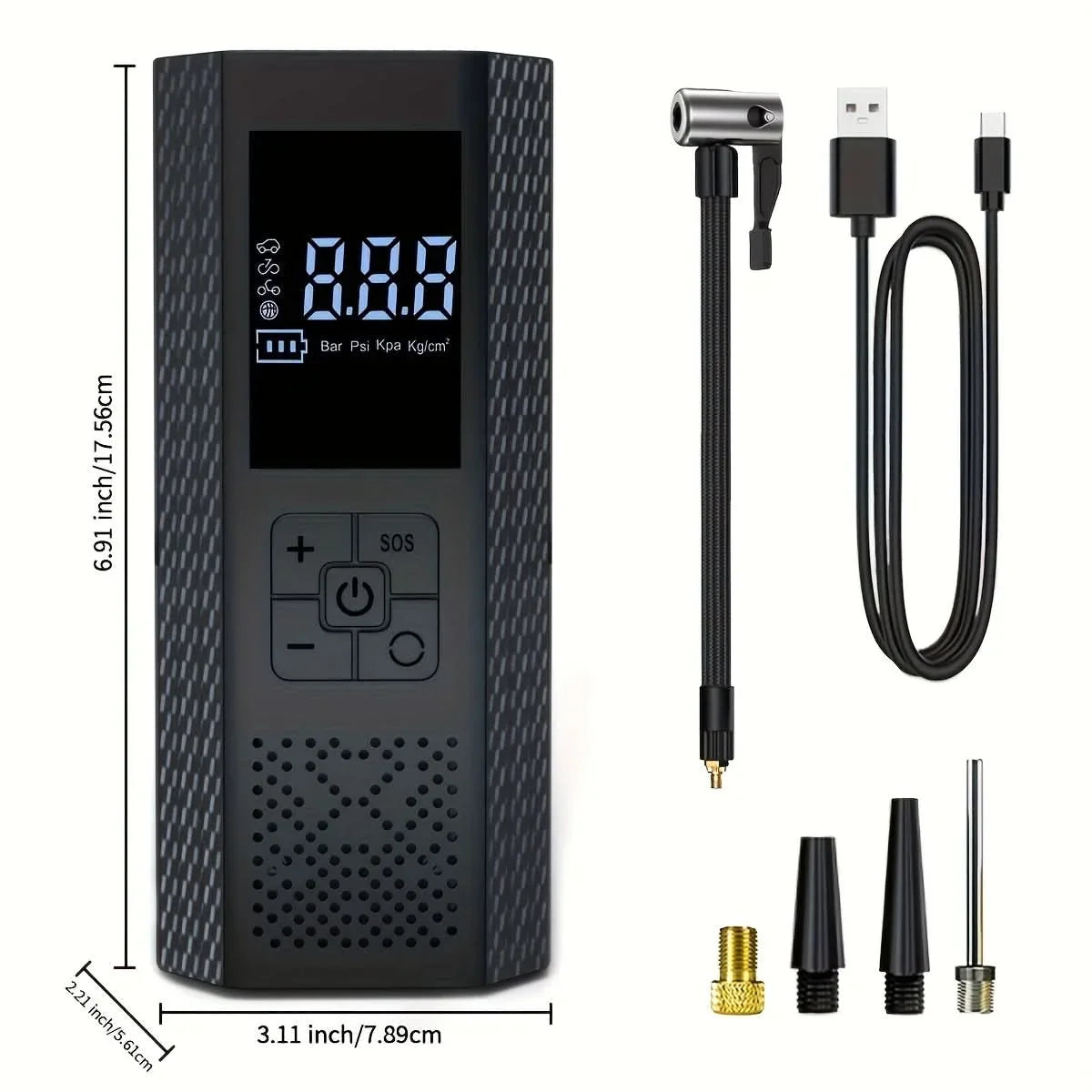 Tire Inflator Cordless USB Rechargeable 150 PSI Digital Display
