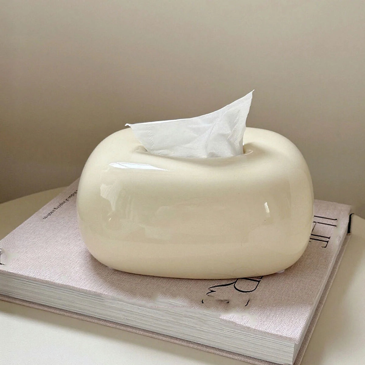 Tissue Box Holder Modern Abstract Design Glossy Finish Fits Standard Boxes