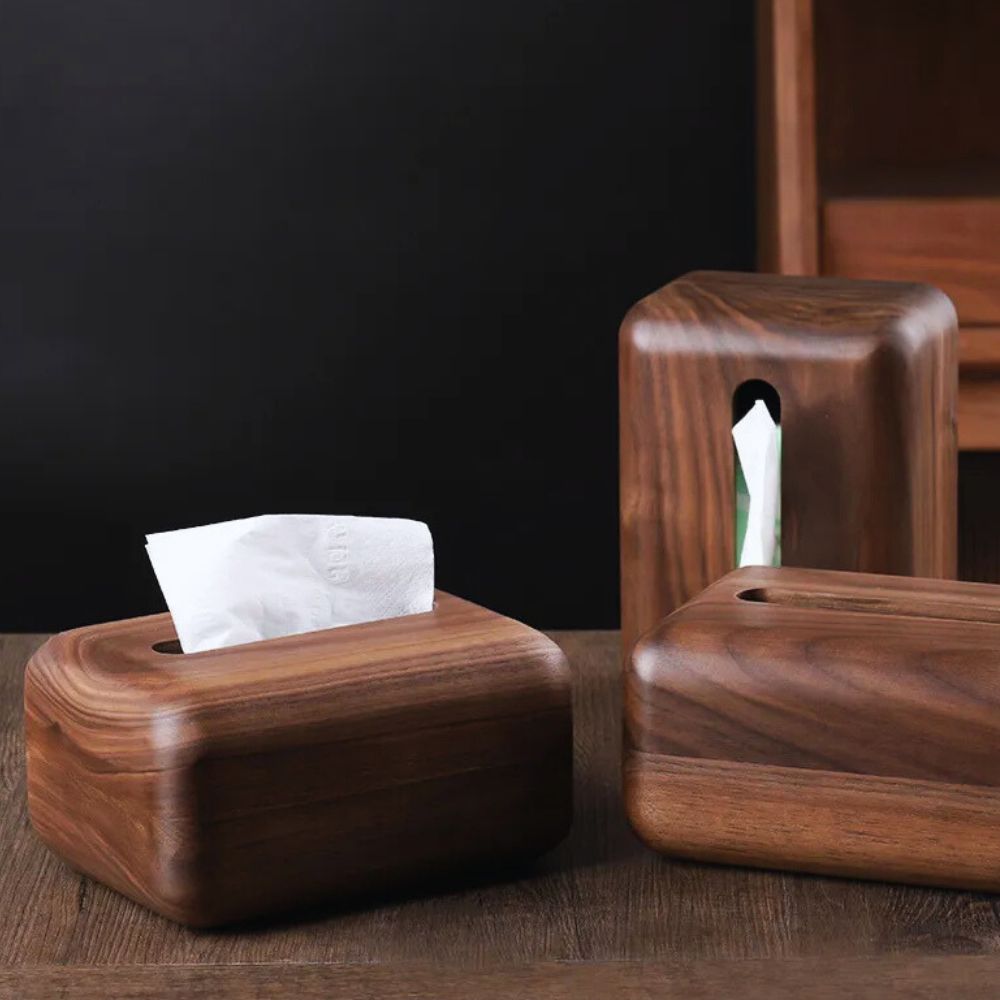 Tissue Holder Walnut Wood Magnetic Closure