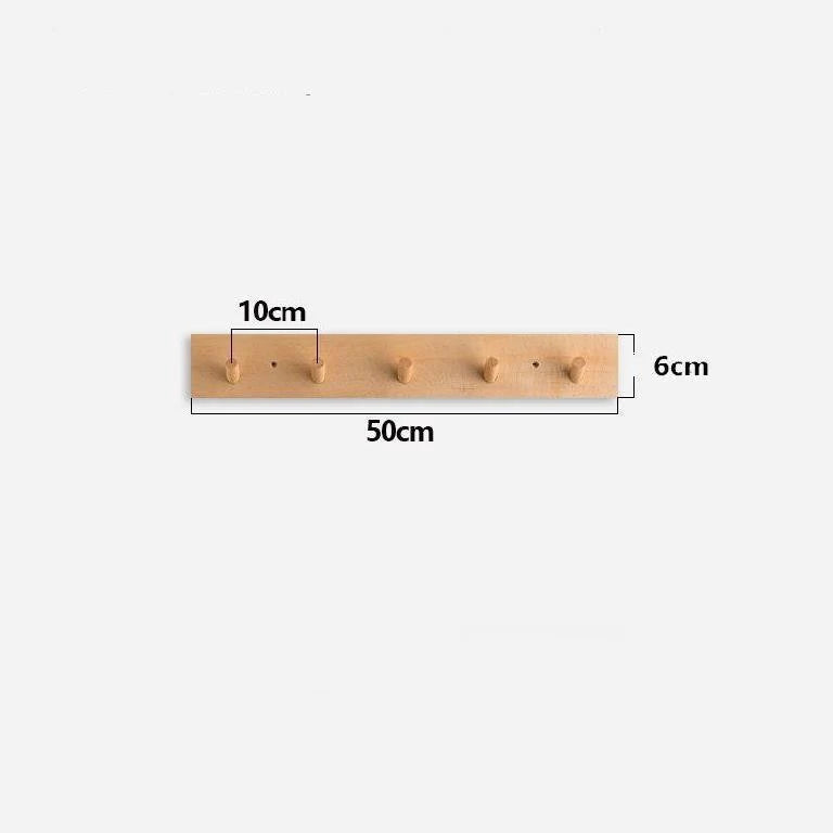 Wall Coat Rack Solid Wood Round Peg Hooks 4-6 Hooks