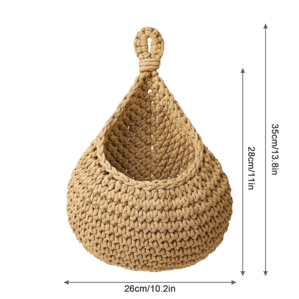 Wall Hanging Basket Handwoven Jute Breathable Weave Space-Saving