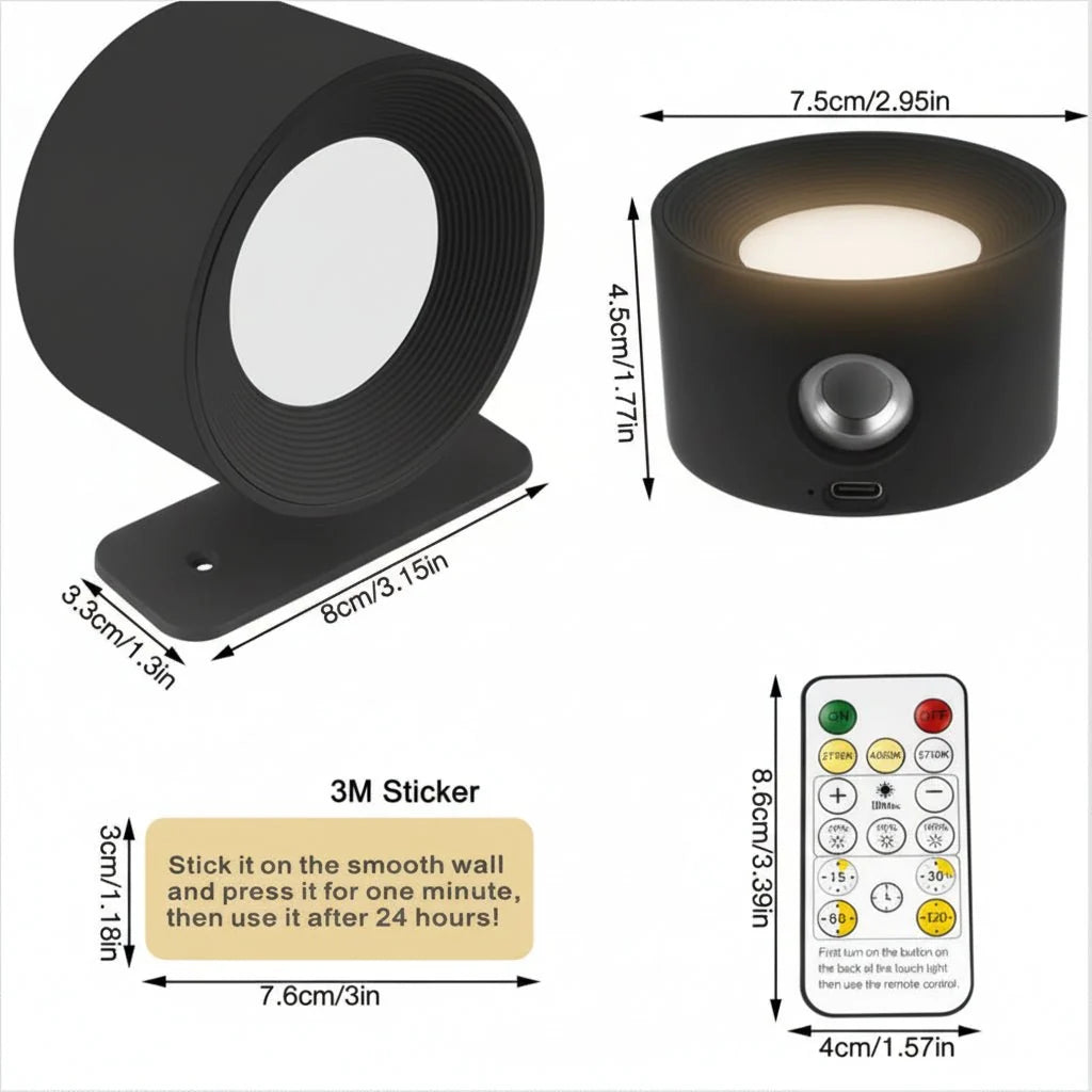 Wall Light Cordless Remote Control Dimmable LED