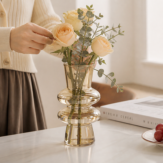 Wave-Shaped Silhouette Glass Flower Vase (20 cm)