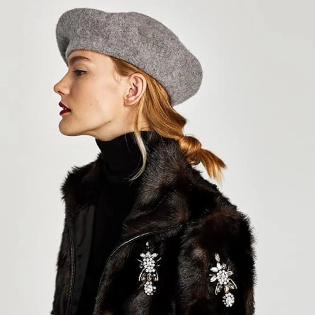 Wool Beret Soft Breathable One Size Stretch Fit
