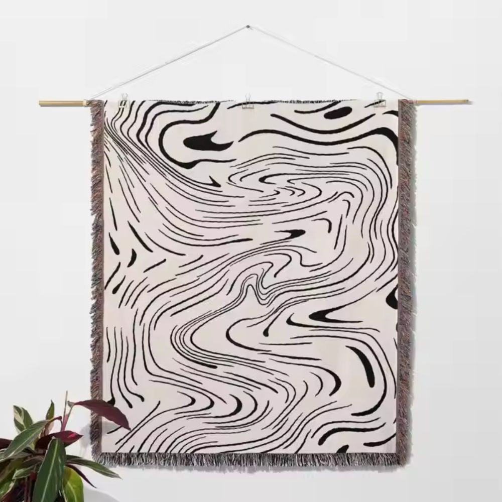 Woven Throw Blanket Marble Swirl 100% Cotton