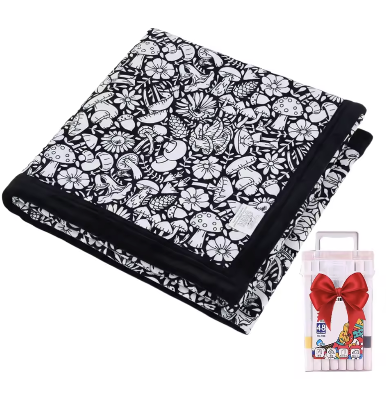 Coloring Blanket with Meadow Design