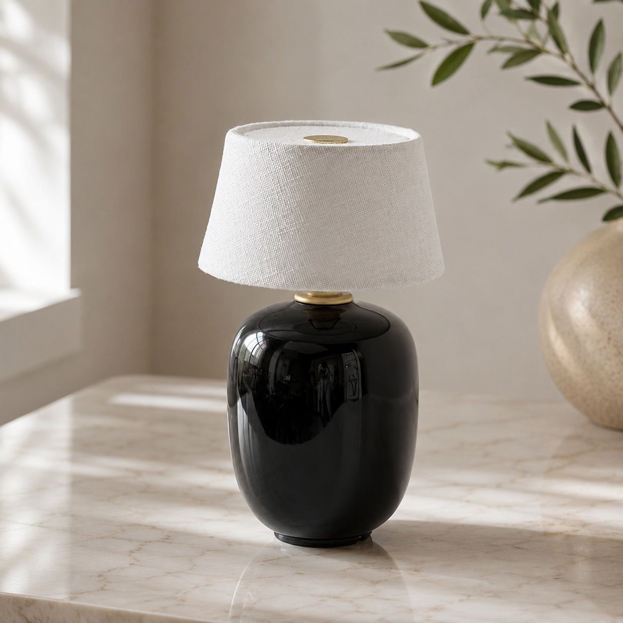 Ceramic Table Lamp in Modern Taupe Design