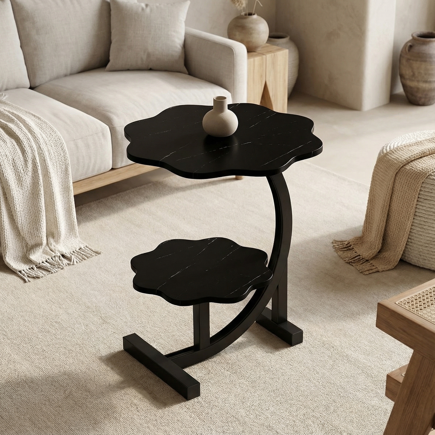 Chic Portable Dual-Tier Side Table – Space-Saving Elegance