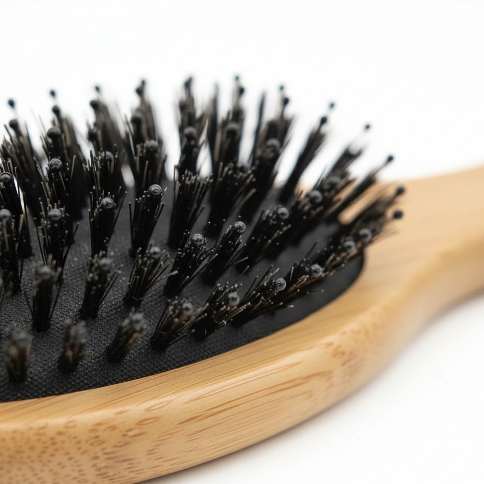 Natural Bristle Brush for Grooming and Styling