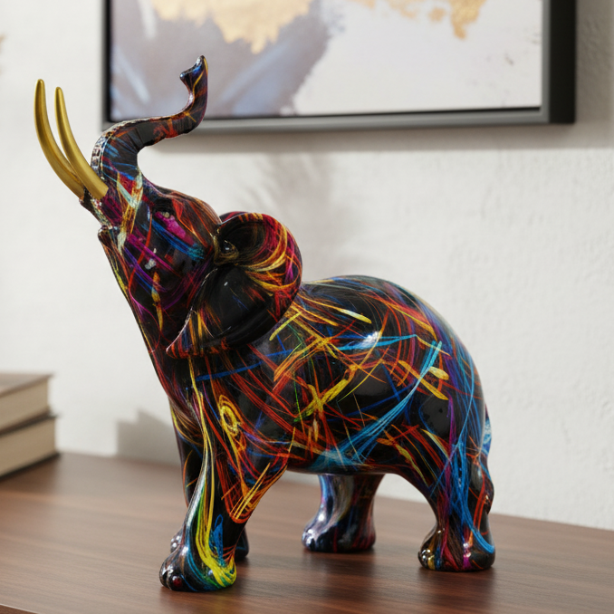 Vibrant Elephant Sculpture - Expressive Home Decor Accent