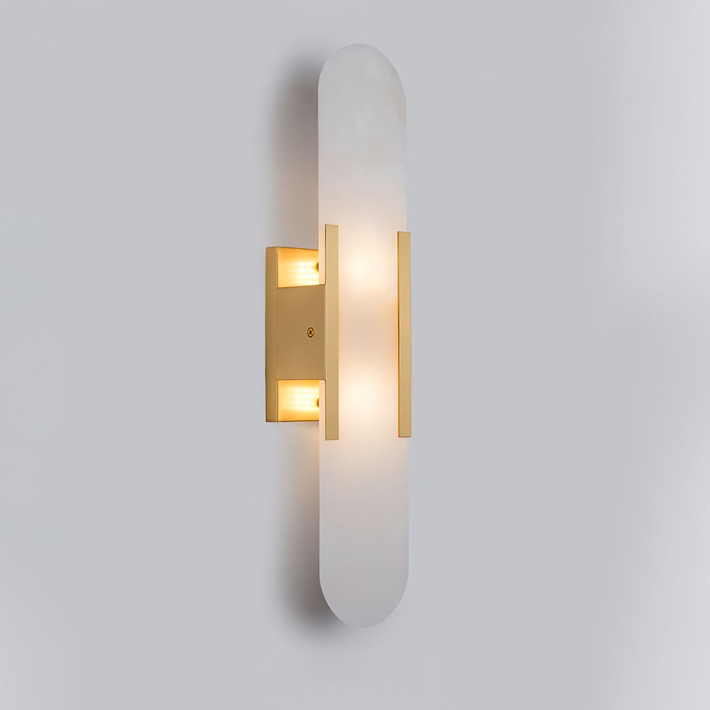 Artisan Alabaster Wall Light with Elegant Brass Accents
