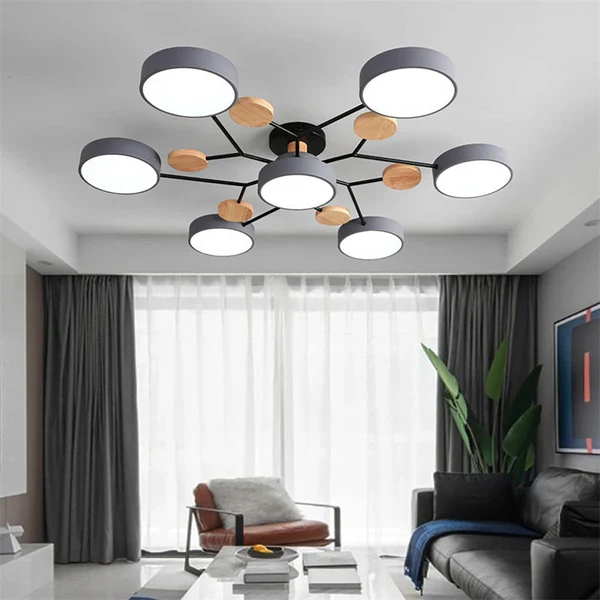 Stylish Ceiling Light Fixture with Natural Wood Touches