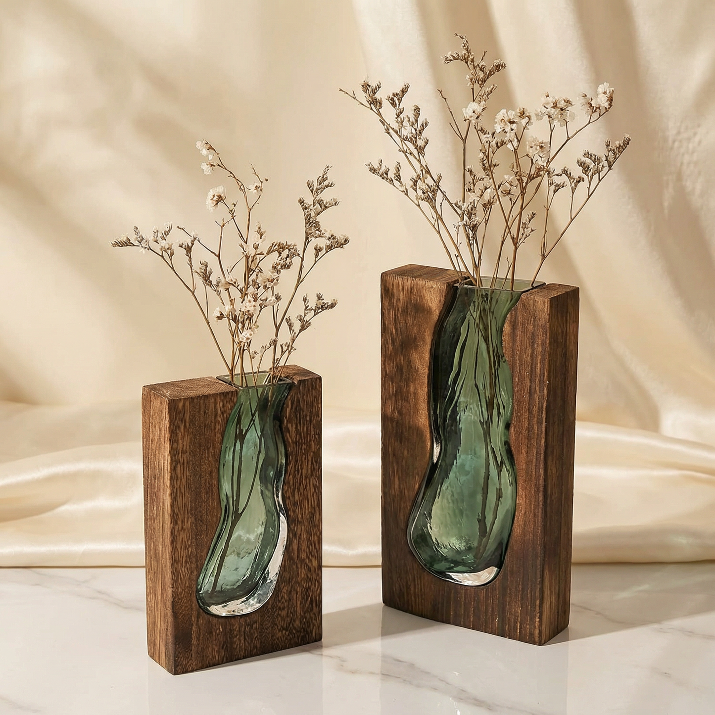 Contemporary Floral Display with Rustic Wood Accent