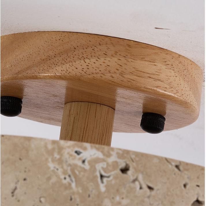 Modern Round Ceiling Light with Rustic Wooden Base