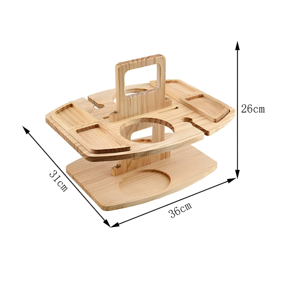 Portable Wooden Outdoor Table with Wine Holders - Easy Fold Design