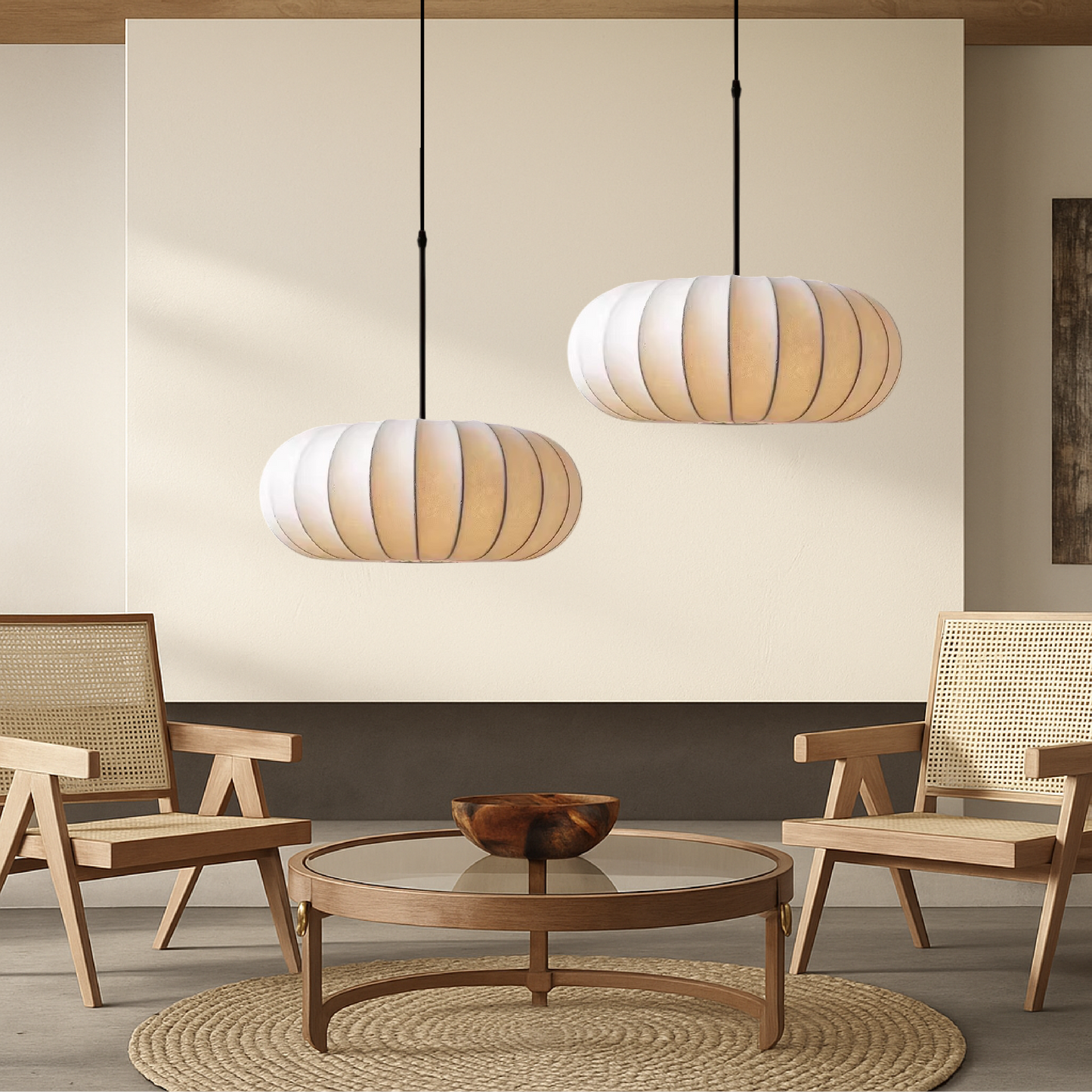 Textured Fabric Pendant Light – Elegant Round Design