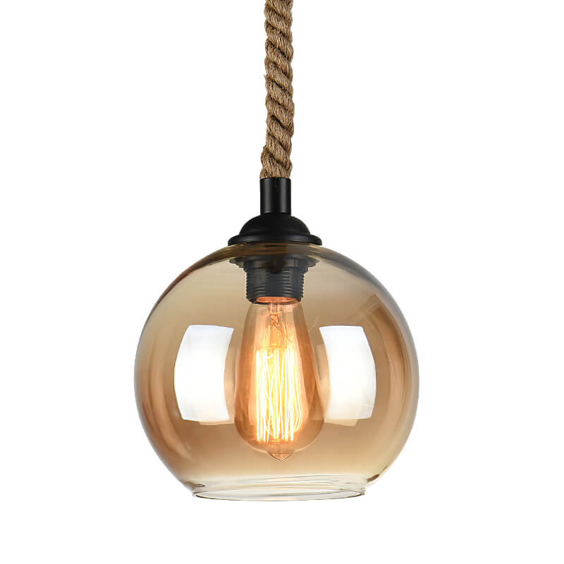 Rustic Hemp & Glass Pendant Light for Cozy Spaces