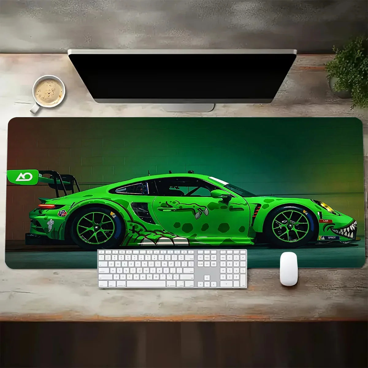 Large Gaming Mouse Pad Featuring Sports Car Graphic