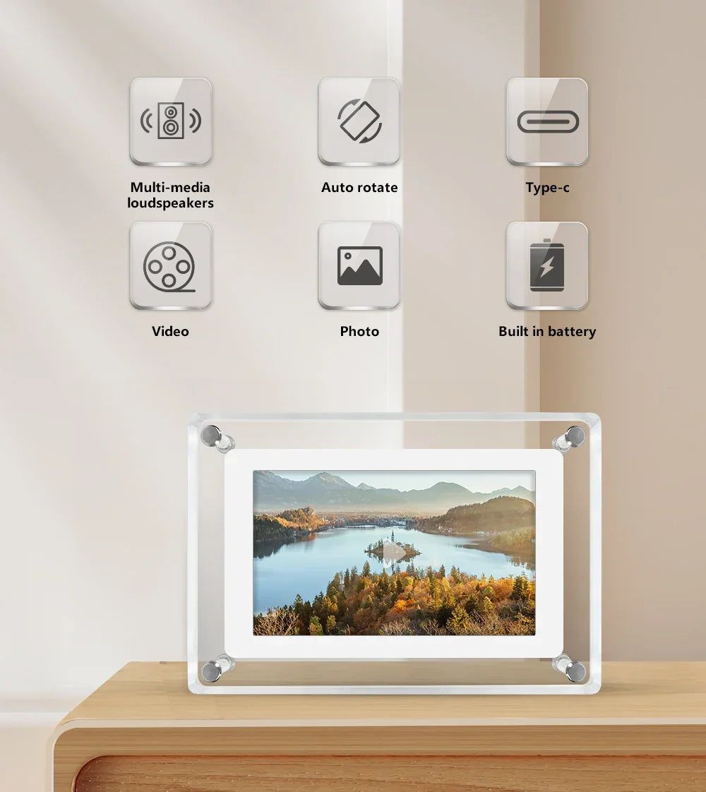 Sleek Wireless Digital Photo Display with Rechargeable Battery