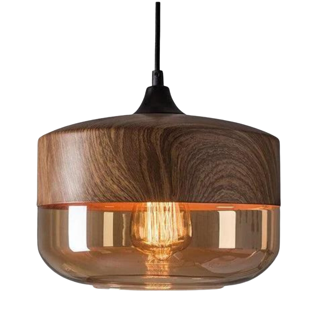Versatile Wooden Pendant Light – Adjustable Glass Fixture for Home