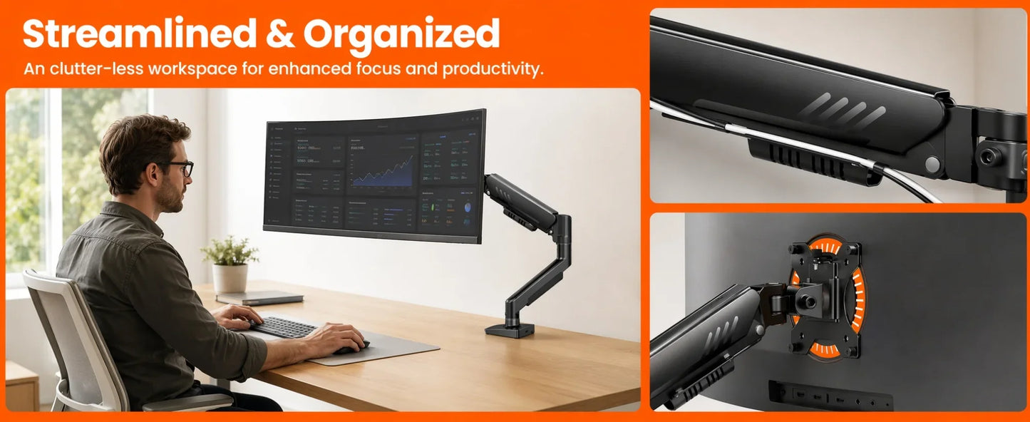 Tool-Free Adjustable Monitor Arm for Easy Setup