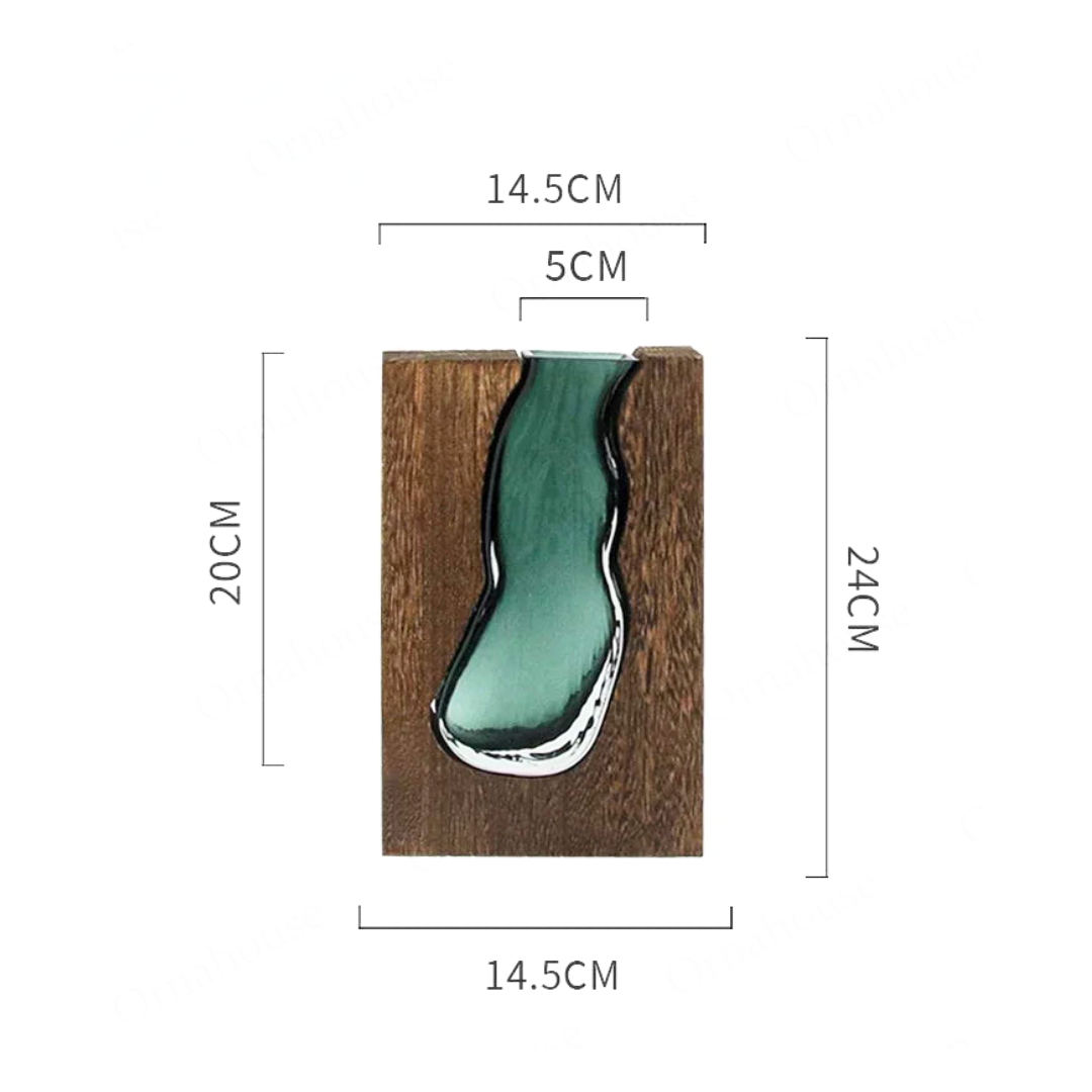 Sophisticated Wood and Glass Accent Vase