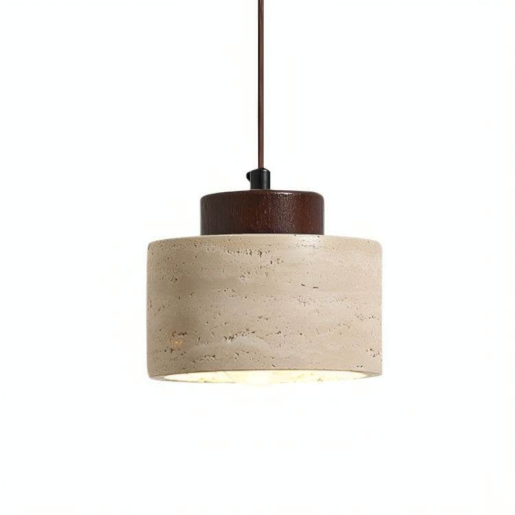Elegant Cylindrical Pendant Light Crafted from Natural Stone