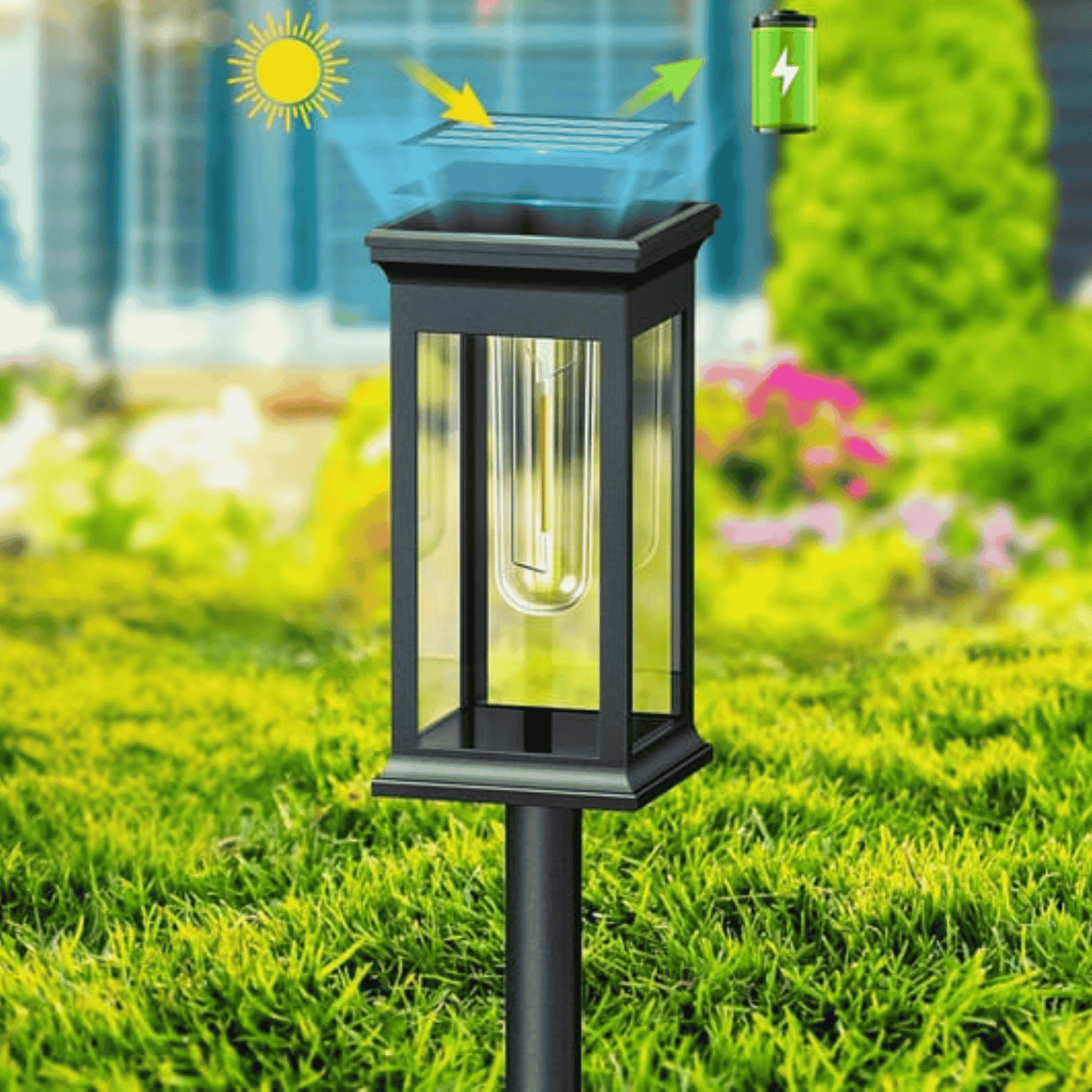 Stylish Solar Garden Lights with Elegant Glass and Metal Design