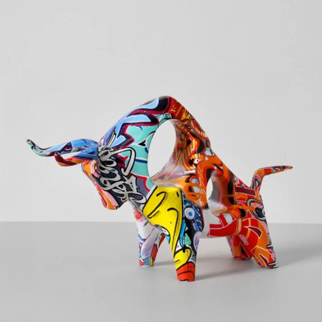 Vibrant Bull Sculpture for Contemporary Home Decor