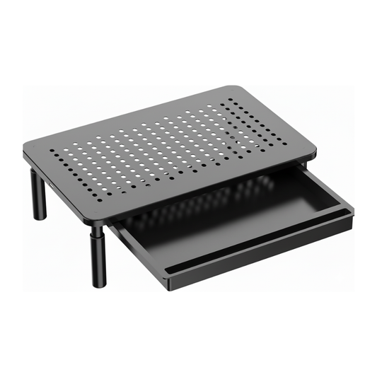 Under-Desk Storage Monitor Stand with Adjustable Height and Ventilated Base