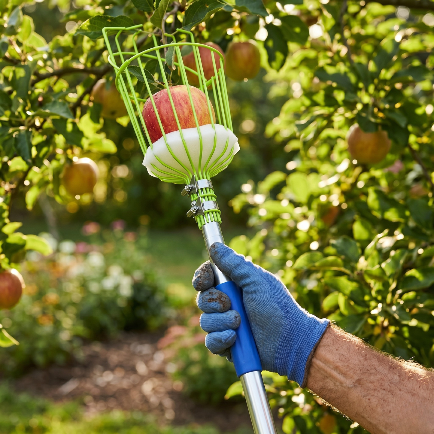 Telescoping Fruit Harvesting Pole with Basket Claw Made of Stainless Steel