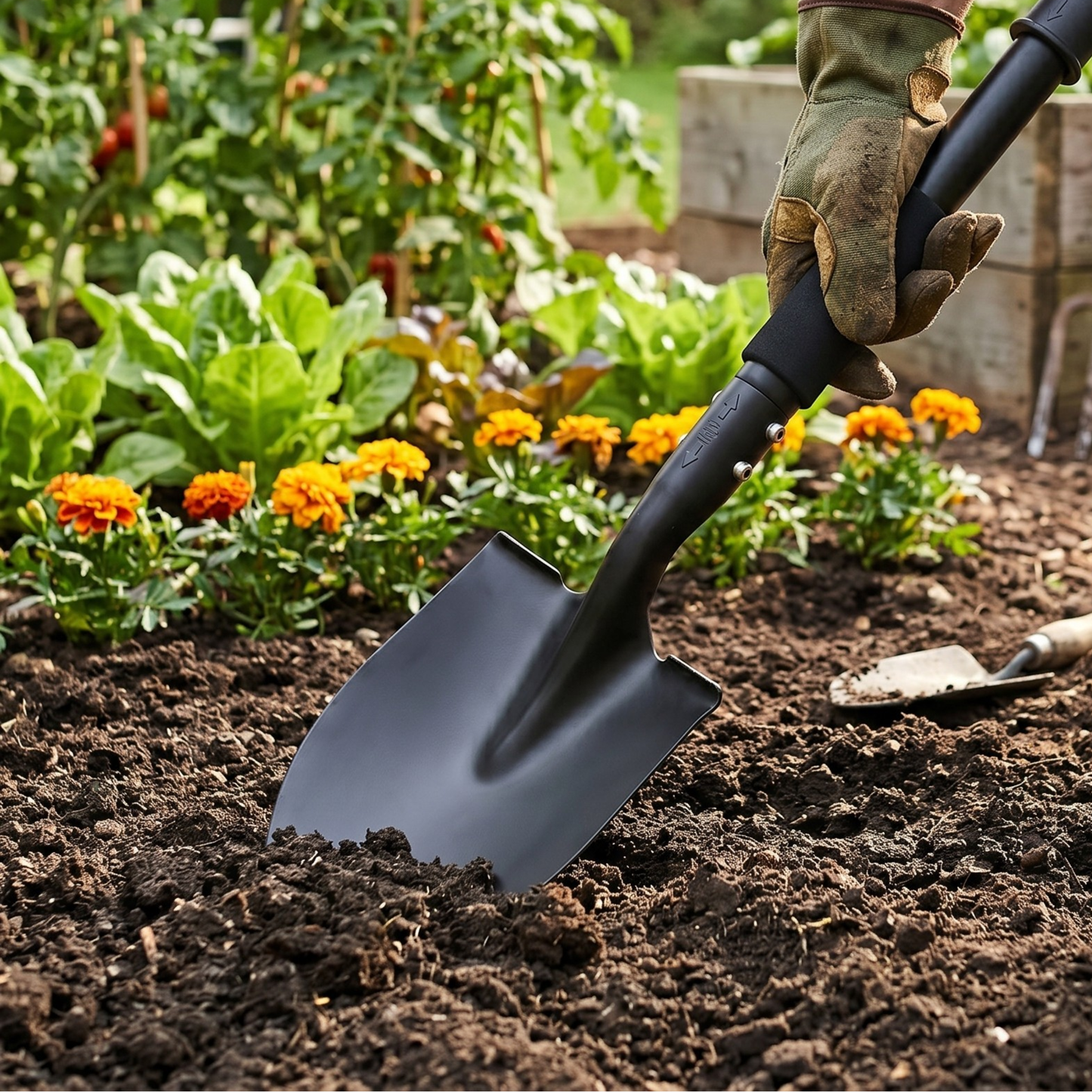 Small Metal Garden Shovel for Yard Work, Camping, and Digging