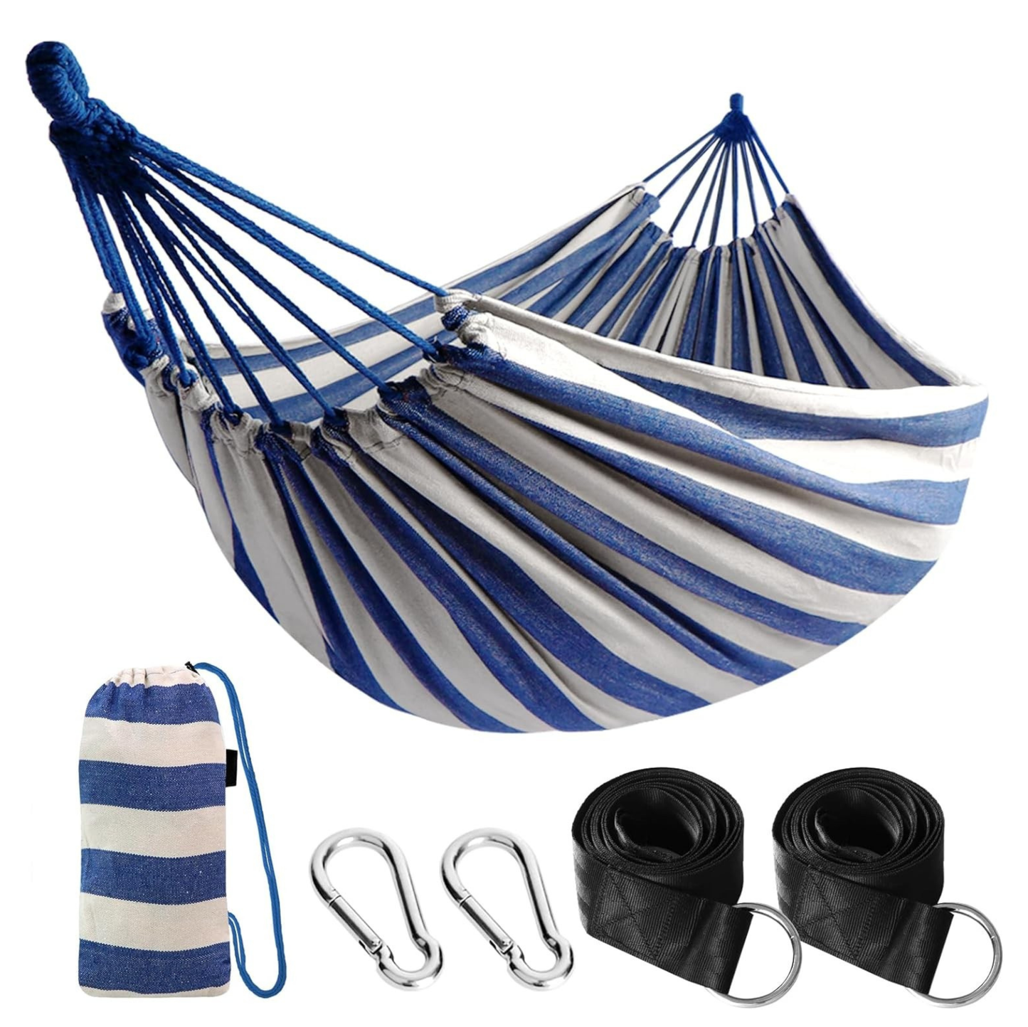 Portable Cotton Hammock for Camping with Tree Straps – 660lb Capacity