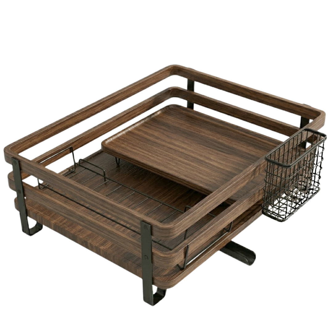 Dish Drying Rack for Countertop with Utensil Holder and Drain Tray