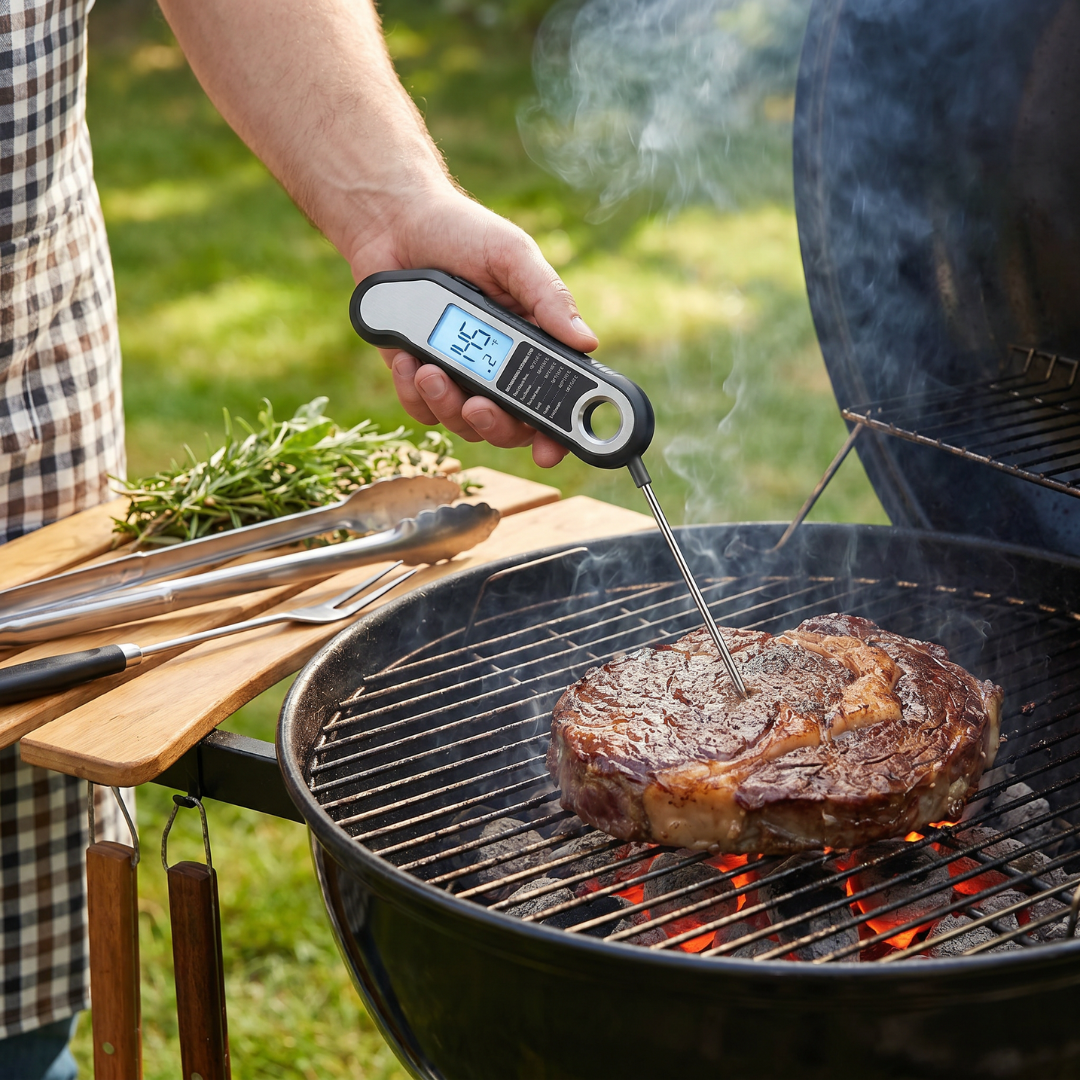 Instant Read Digital Meat Thermometer – Water-Resistant BBQ Probe
