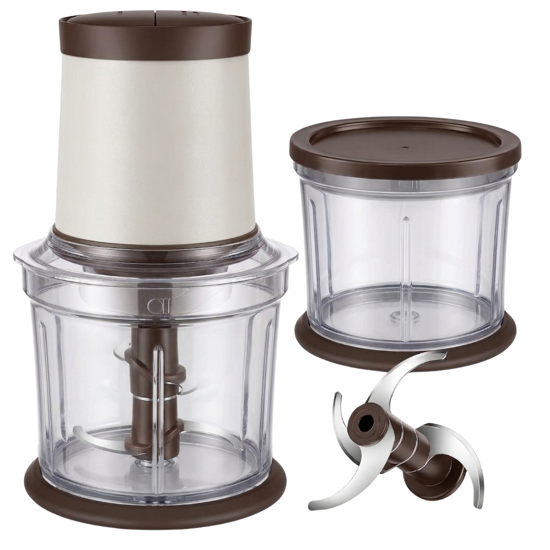 Food Processor with Dual 4-Cup Bowls and 2 Speed Settings