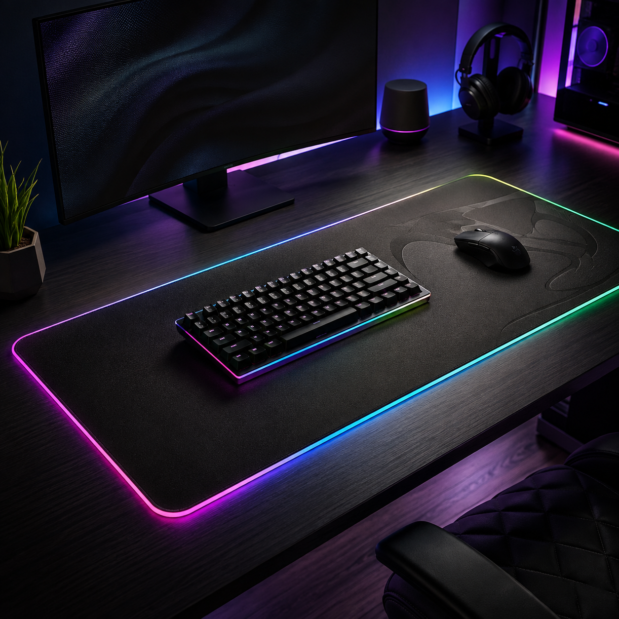 RGB Wireless Gaming Mouse Pad with Neon Lighting