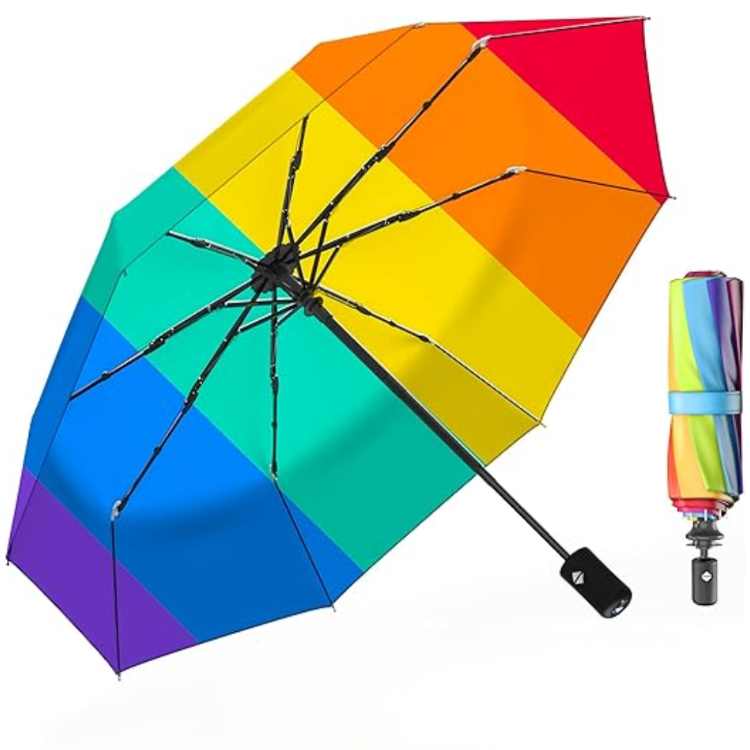 Compact Travel Umbrella with Automatic Open/Close and Fiber Ribs