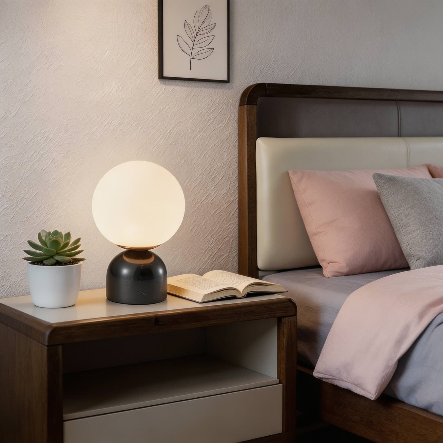 Marble Table Lamp with Round Shade