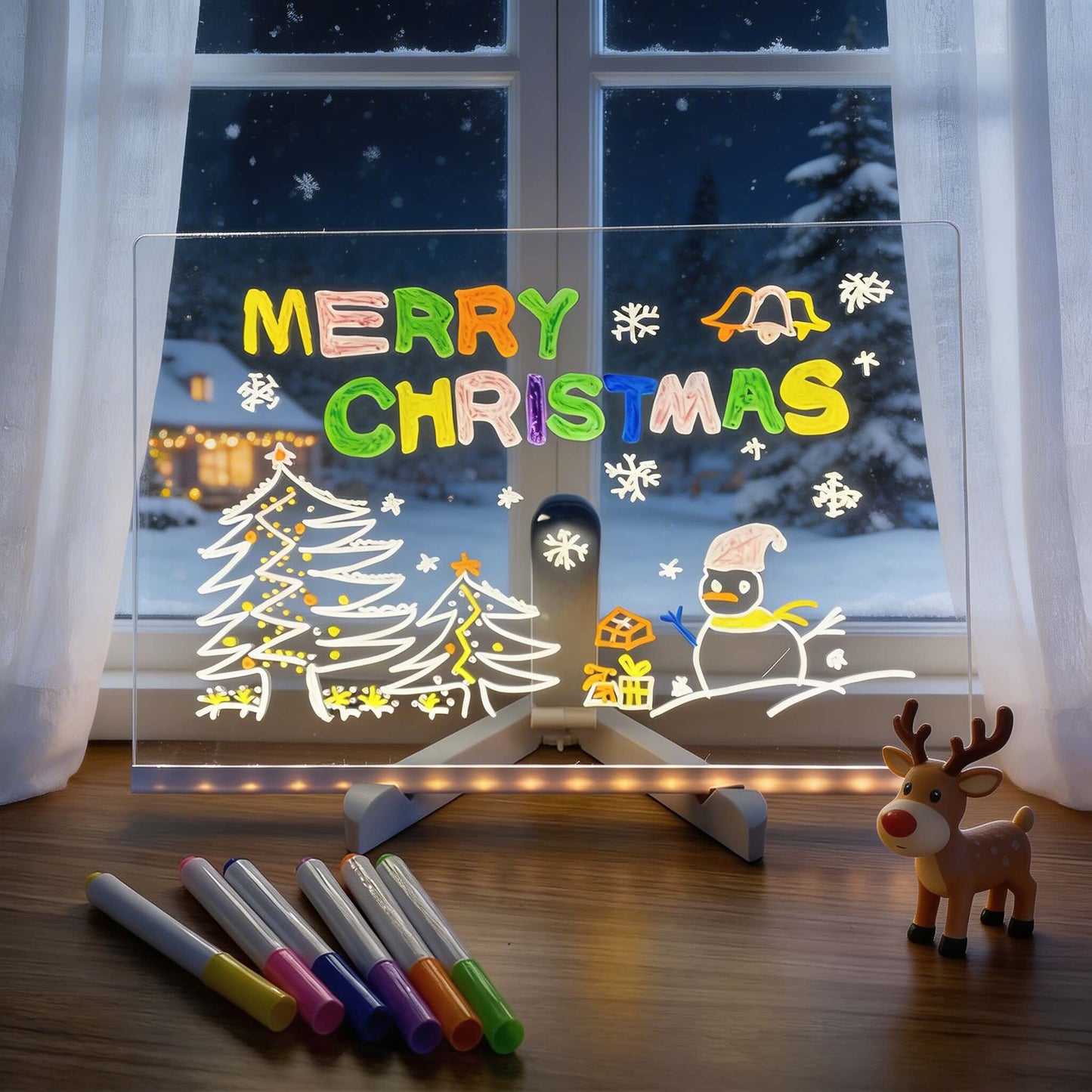 Stylish Table Lamp with LED Memo Board Feature