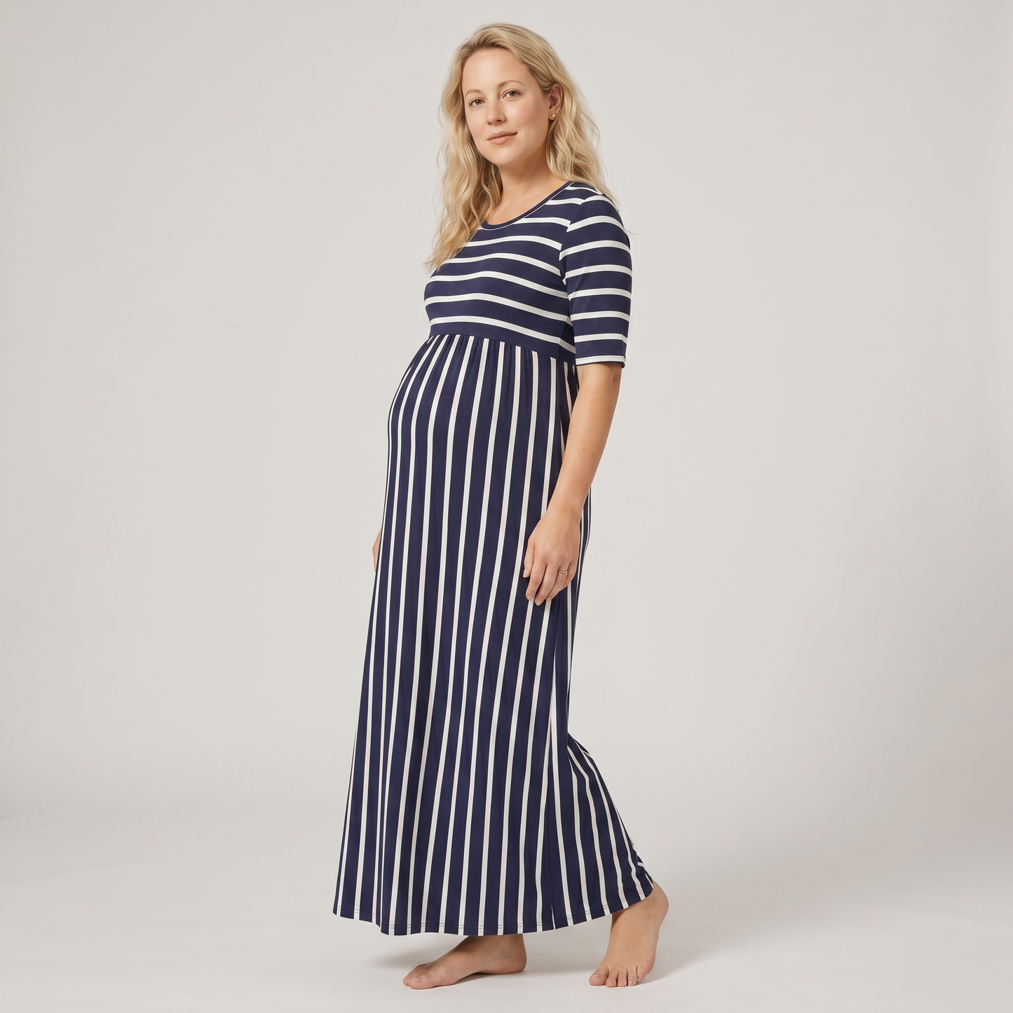 Striped Midi Dress for Nursing on Sundays