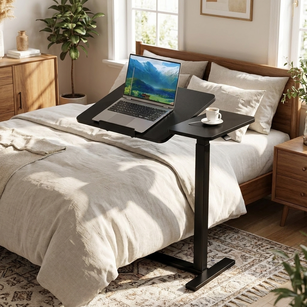 Adjustable Flip-Top Surface Lap Desk for Use Over Bed