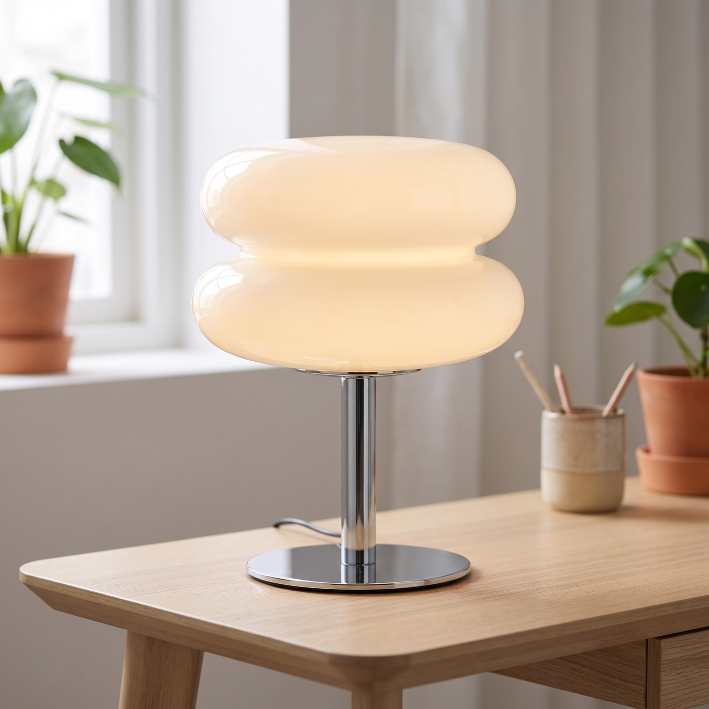 Glass Table Lamp in Cloud Macaron Design