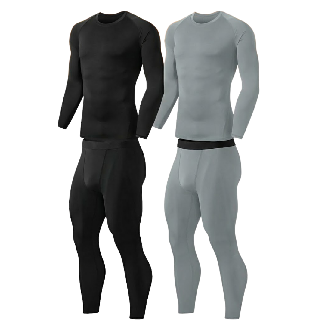 Fleece-Lined Base Layer Set for Men - Thermal Top and Bottom