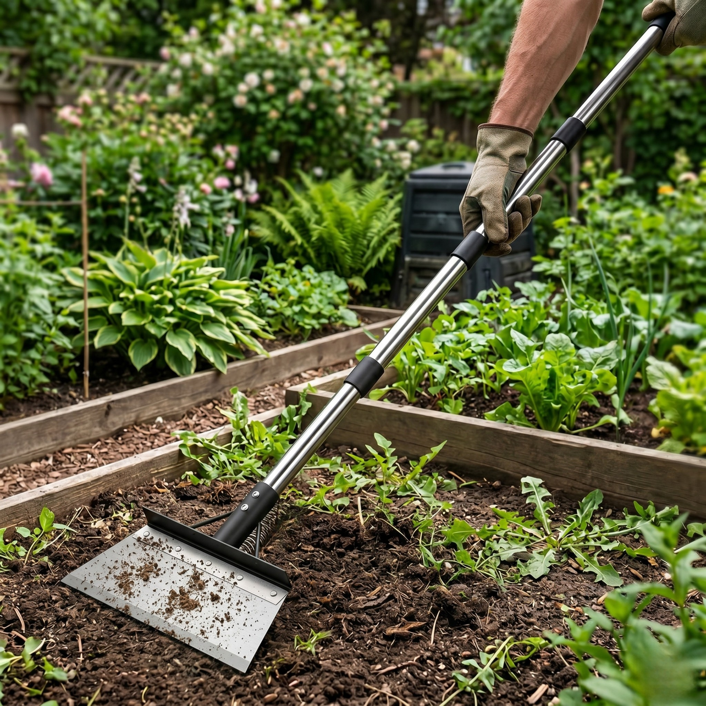 Adjustable Steel Handle Garden Scraper and Multi-Function Shovel