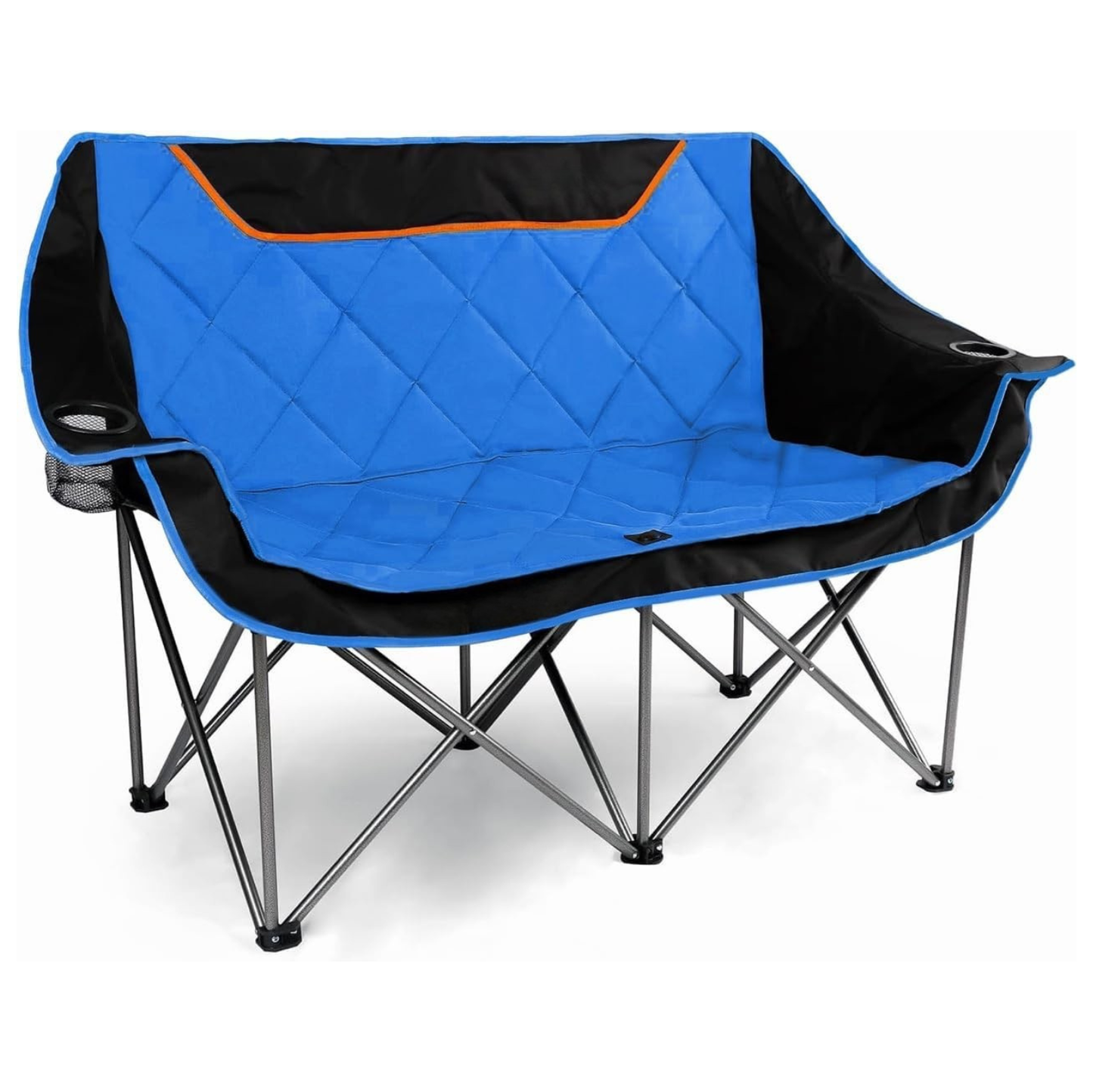 Folding Camping Loveseat Chair with Cup Holders, 650 lbs Capacity