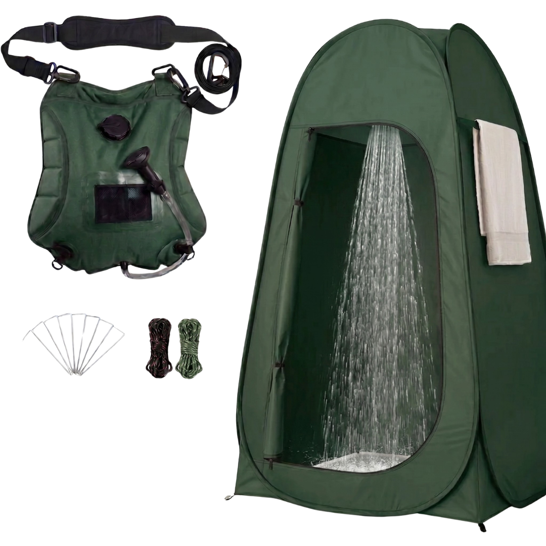 Portable Privacy Shower Tent with 5 Gallon Solar Water Bag