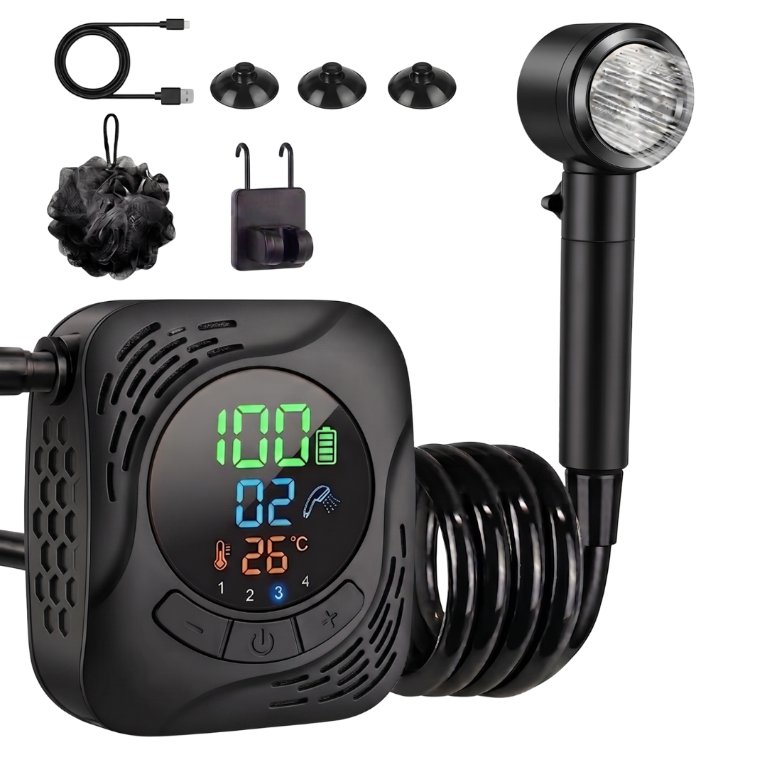 Camping Shower System with 8000mAh Battery and 5-Foot Hose
