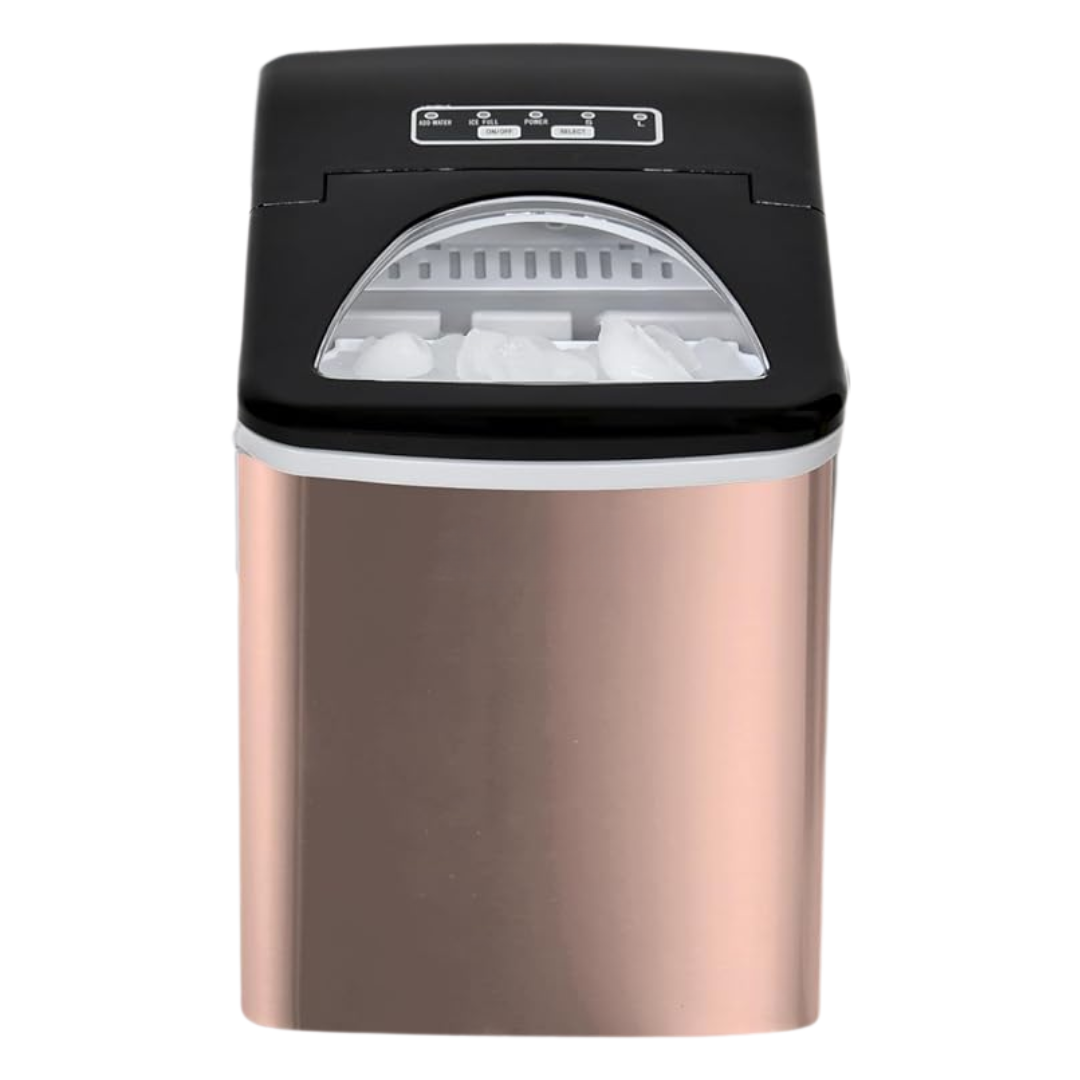 Compact Ice Maker Producing 26 Pounds Daily with Transparent Lid